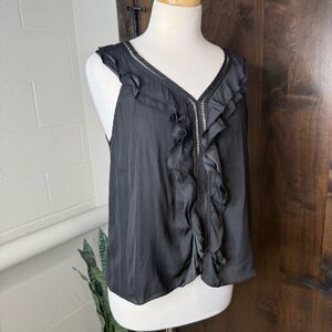 H&M Black Ruffled sleeveless blouse Women's size 10